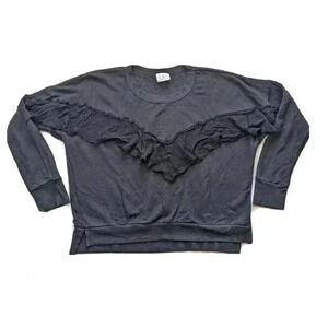 Liv Los Angeles Black Ruffle Long Sleeve Sweatshirt Size Small Comfy Boho